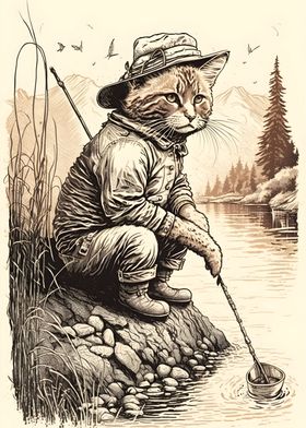 Fisherman Cat in a Lake