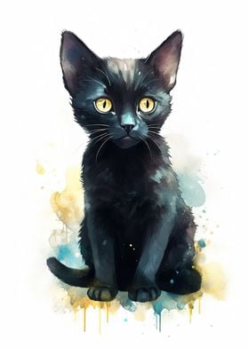 Watercolor Bombay Cat Baby