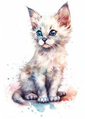 Watercolor Balinese Cat