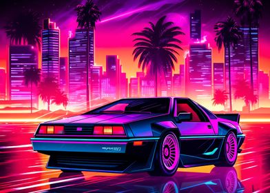 Retro Miami Neon Sunset