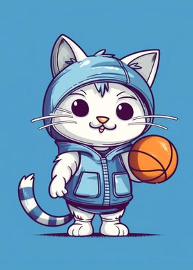 cute cat basketball
