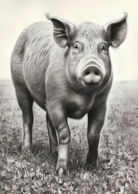 Pig Pencil Drawing