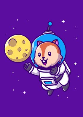 Cute squirrel astronaut