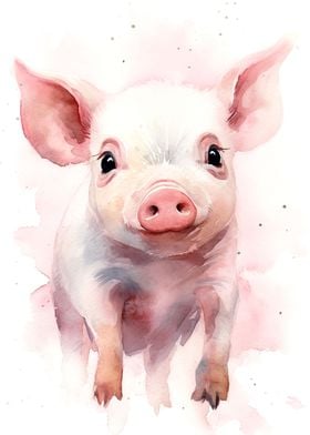 watercolor pig pink