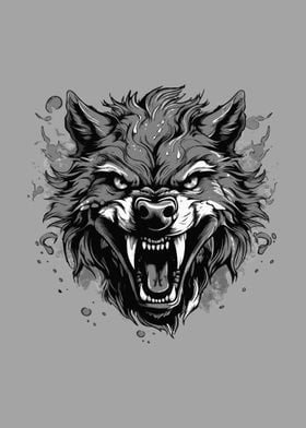 scary wolf head