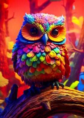 Colorful Owl 3d