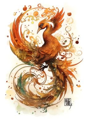 Phoenix Watercolor Bird