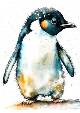 cute watercolour penguin