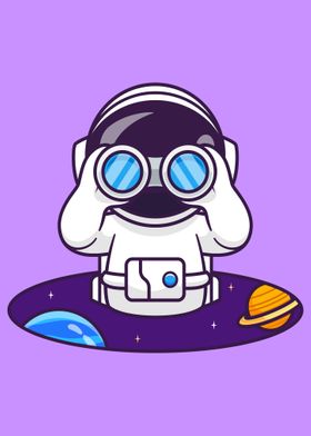 Cute astronaut spying