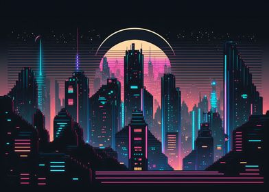 City in Pixel Cyberpunk