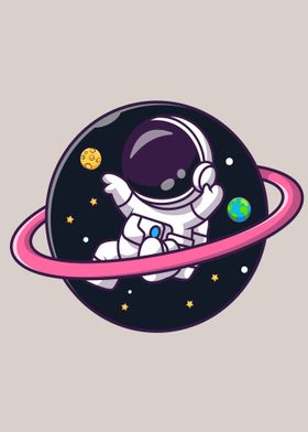 Cute astronaut floating