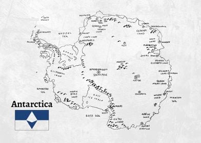 Handdrawn Antarctica Map