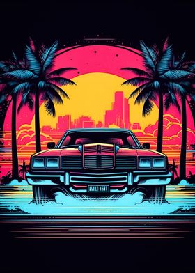 Retro Miami Neon Sunset