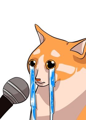 crying cat on mic