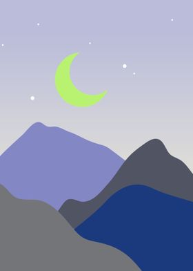 Simple Moon and Mountain