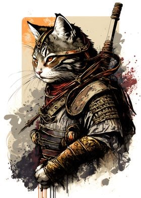 Samurai Cat Painting