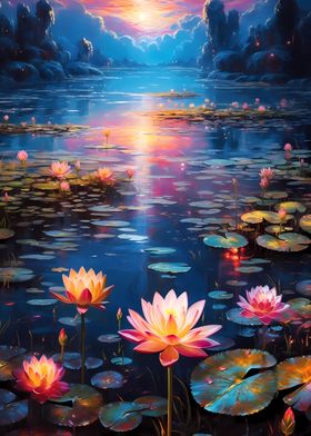 Lotus Flower at Sunset