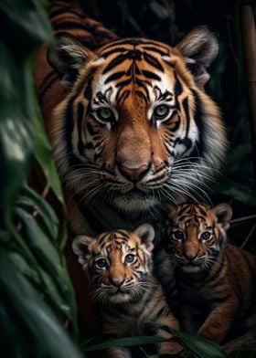 Tiger With Cubs