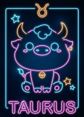 Retro Kawaii Taurus Sign