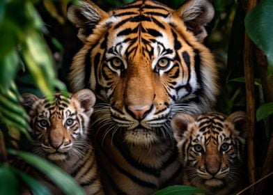 Tiger With Cubs