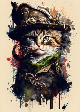 Painting of a Cat Pirate