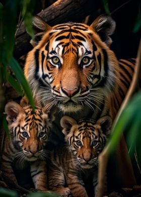 Tiger With Cubs