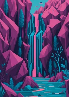 Geometric Rocky Waterfall