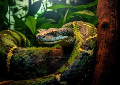 Majestic Snake In Jungle