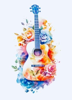 Guitar flowers painting