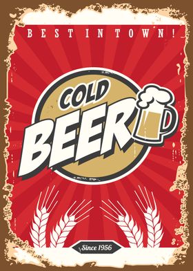 cold beer wall sign