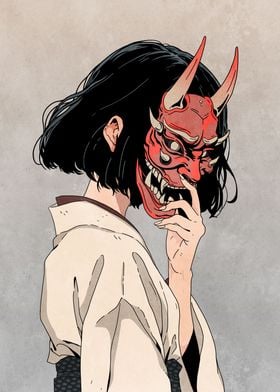 Anime Oni masked girl
