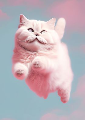 Funny Cat Flaying in Sky