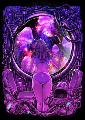 A girl in purple room