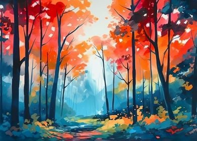 Colorful Forest Painting