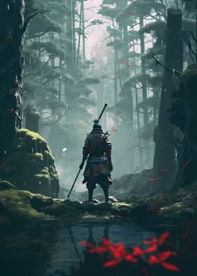 Samurai in forest