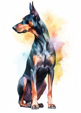 Watercolor Doberman Puppy