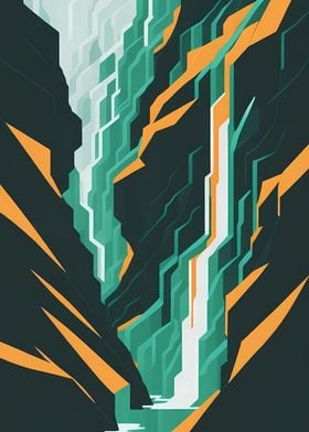 Geometric Rocky Waterfall