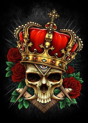Skull Crown King Roses