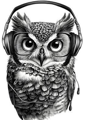 Harmonic Nightfall Owl Art