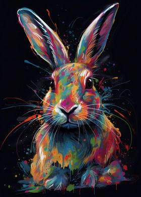 Colorful Rabbit With Drips