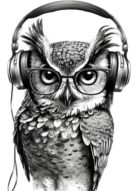 Serene Beats Owl Artwork