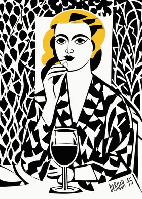 Art Deco Wine Retro Poster