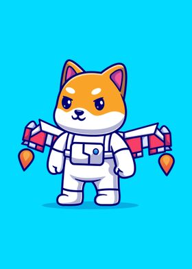 Shiba inu dog astronaut