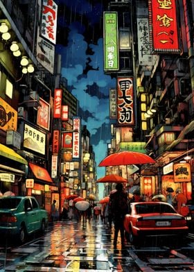 Tokyo streets at night