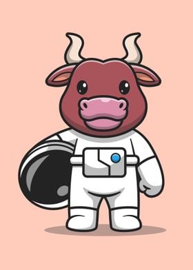 Bull astronaut cartoon