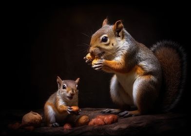 Cute Squirrel Family