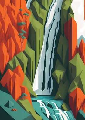 Geometric Rocky Waterfall