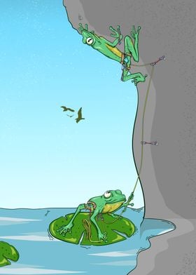 Frogs rock climbing
