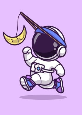 Cute astronaut run chasing