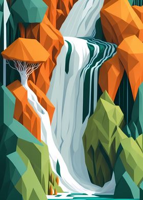 Geometric Rocky Waterfall